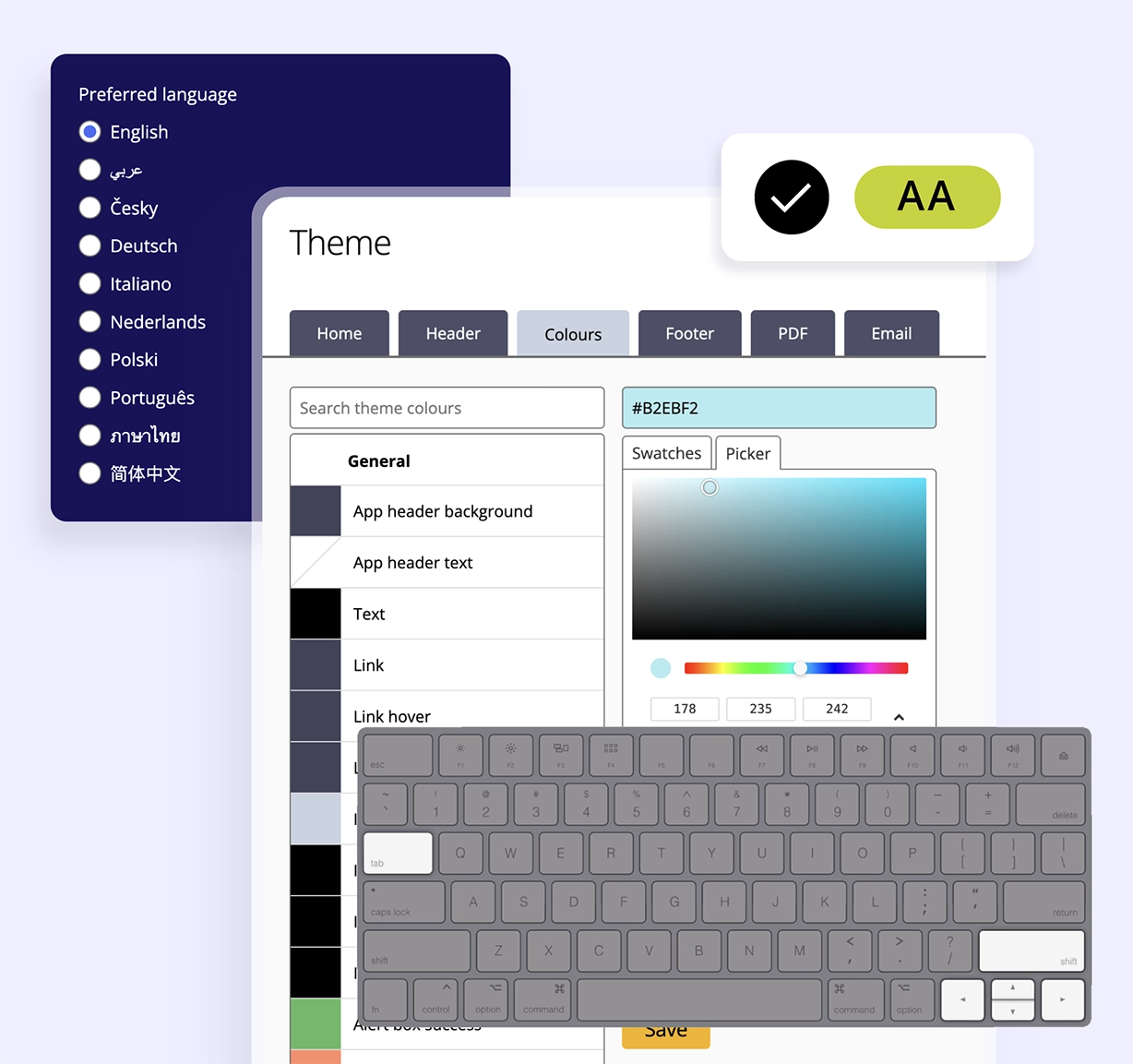 Accessibility options in Award Force