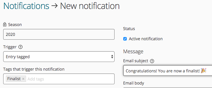 Notify the winners