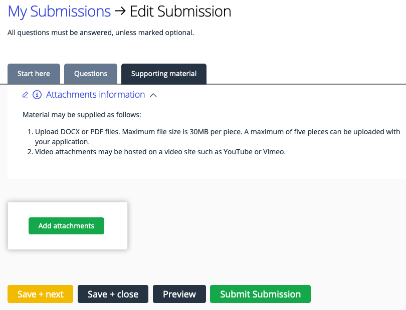 Accepting attachments with submission