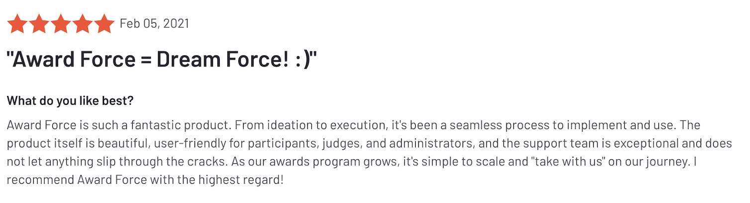 Award Force support