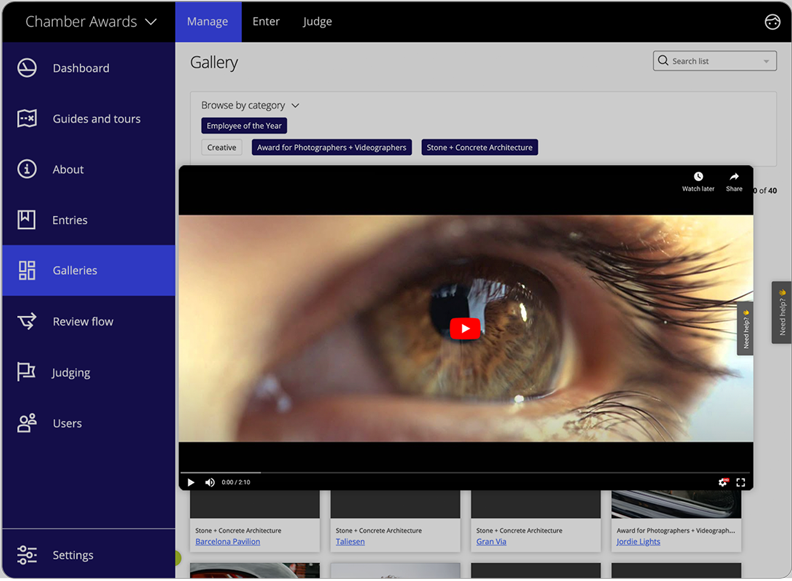 Awards management software judging modes