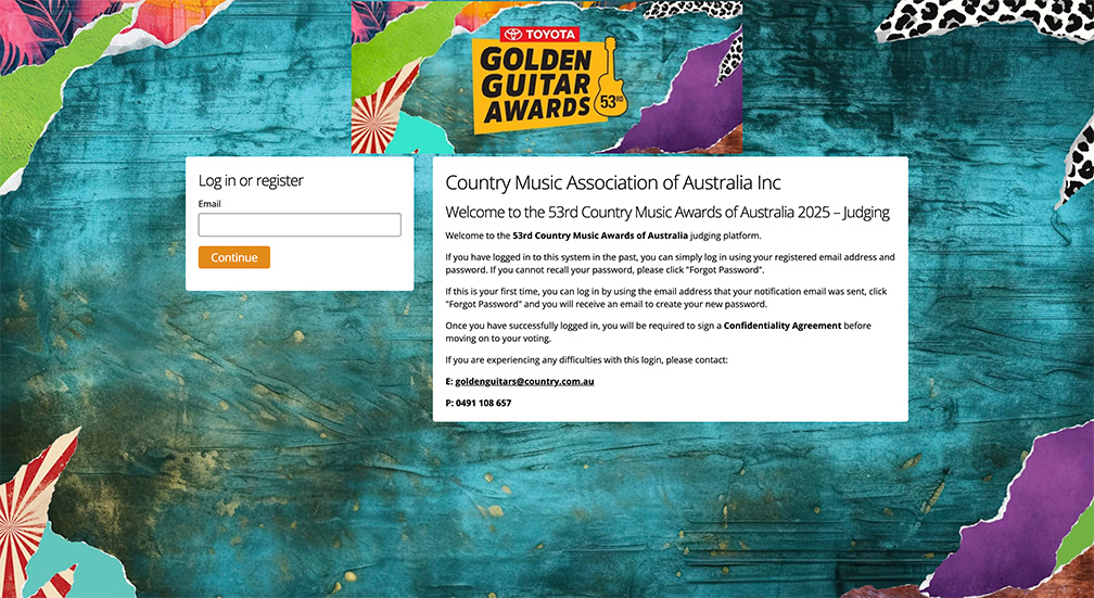 One World Media Awards Anmeldeseite