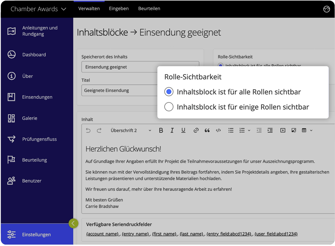 Awards management software content